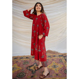 The Indian Ethnic Co. Red Ajrakh Cotton Jhabba Kali Co-ord