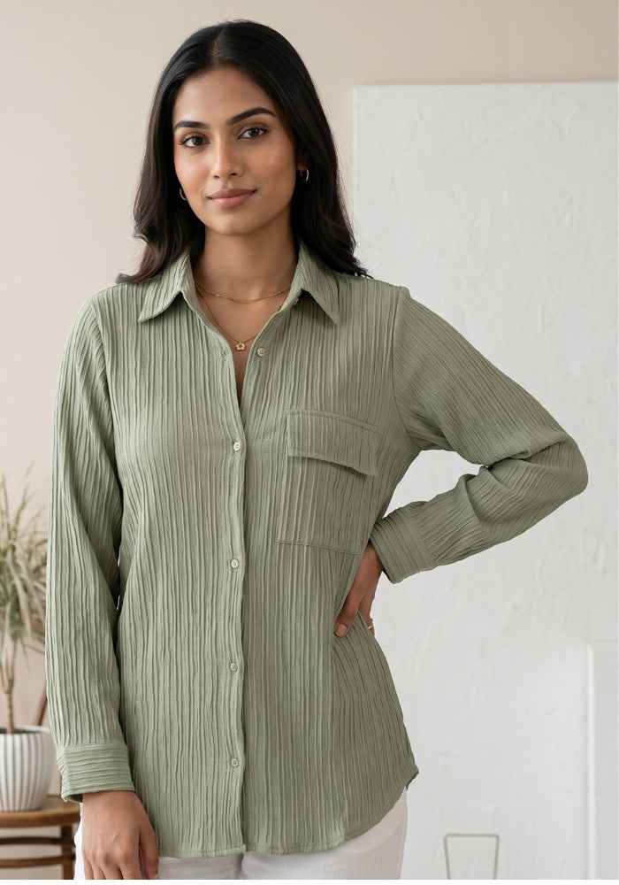 Women's Button Down Collar Neck Top