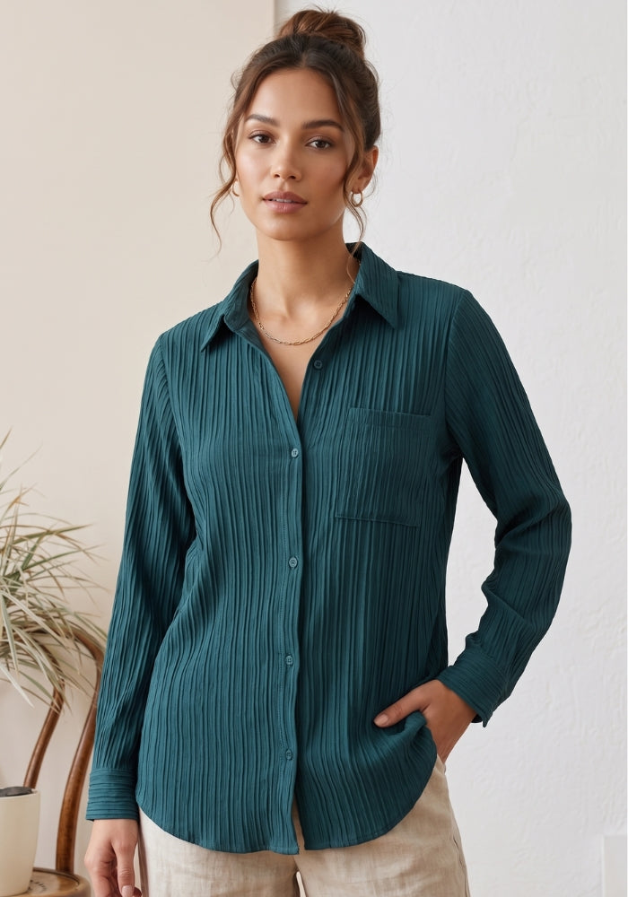 Women's Button Down Collar Neck Top
