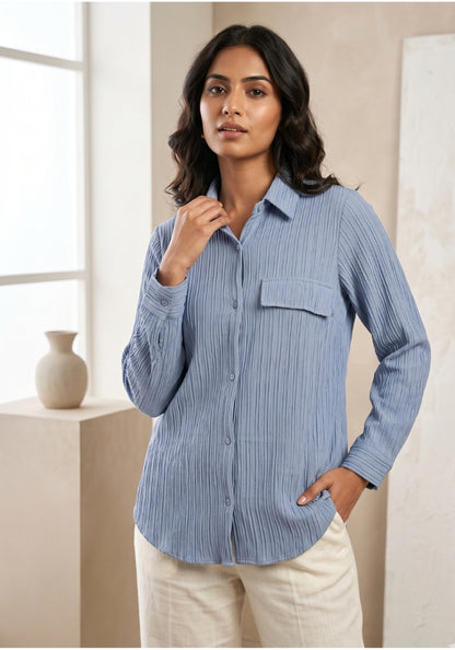 Women's Button Down Collar Neck Top