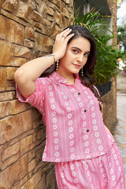 Buy Rosy Stardust Printed Co-ord Set Women’s Fashion Online - WE SHINE India