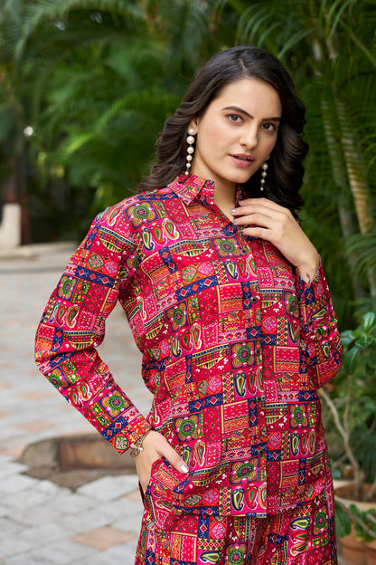 Buy Trendy & Comfort Pure Rayon Red Co-ord Set for Regular & Night Wear Women’s Fashion Online - WE SHINE India