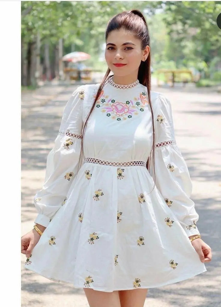 Buy Floral Embroidered Stylish Dress Women’s Fashion Online - WE SHINE India