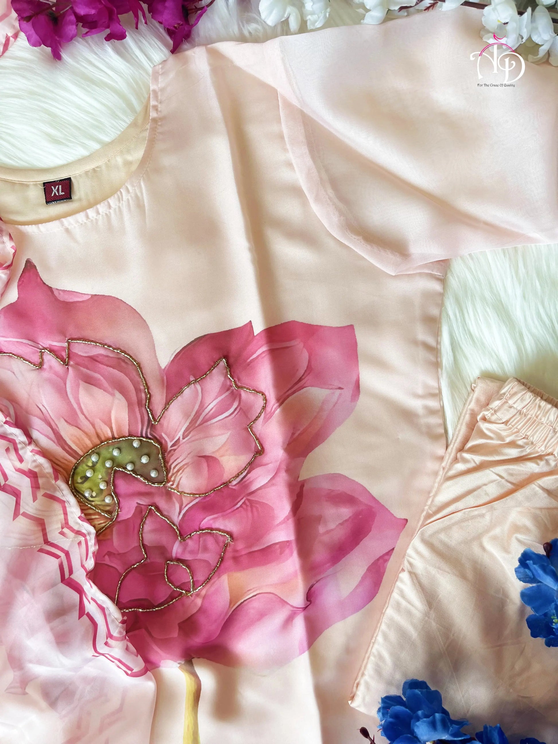 Buy Amazing Floral Digital Organza With Hand Work Neck Suit Set  Women’s Fashion Online - We Shine