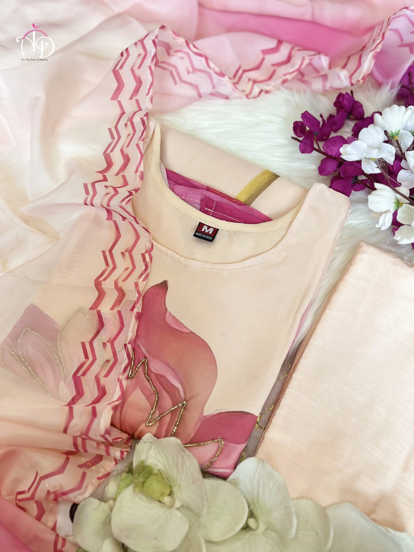 Buy Amazing Floral Digital Organza With Hand Work Neck Suit Set  Women’s Fashion Online - We Shine