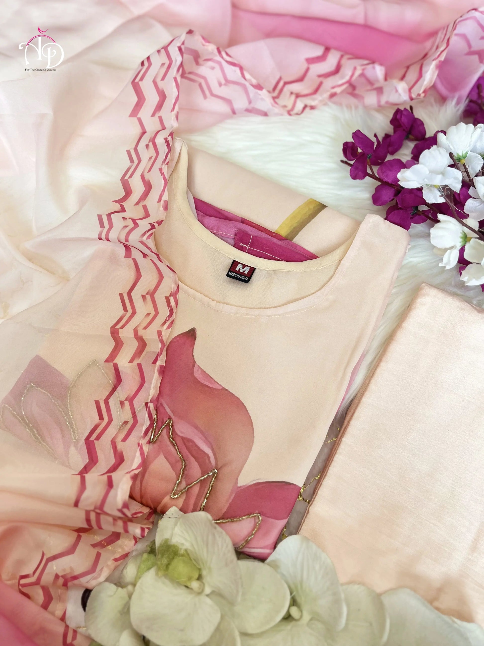 Buy Amazing Floral Digital Organza With Hand Work Neck Suit Set  Women’s Fashion Online - We Shine