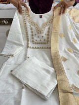 Women Embroidered Straight Kurta Set with Dupatta