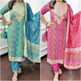 Women Viscose Rayon Kurta Pant Dupatta Set