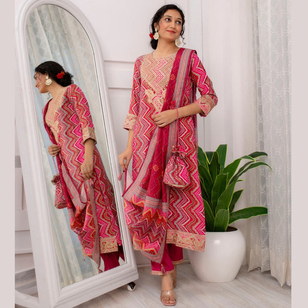 Women Viscose Rayon Kurta Pant Dupatta Set