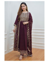 Women Pant Suit Kameez Kurta Suit Rayon Cotton Kurta Pant Dupatta Dress Gown