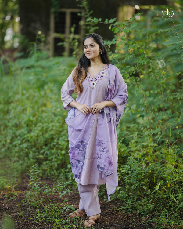 Embroidered Kurta, Trouser/Pant & Dupatta Set