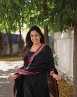 Black Bunny Suit Set in Pure Chanderi Silk