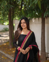 Black Bunny Suit Set in Pure Chanderi Silk