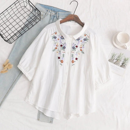 Buy Women's Floral Embroidery Cotton Shirt  Women’s Fashion Online - We Shine