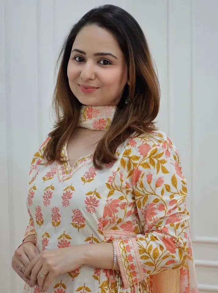 Buy Orange Cotton Afghani Kurti With Pant &amp; Dupatta Set  Women’s Fashion Online - We Shine