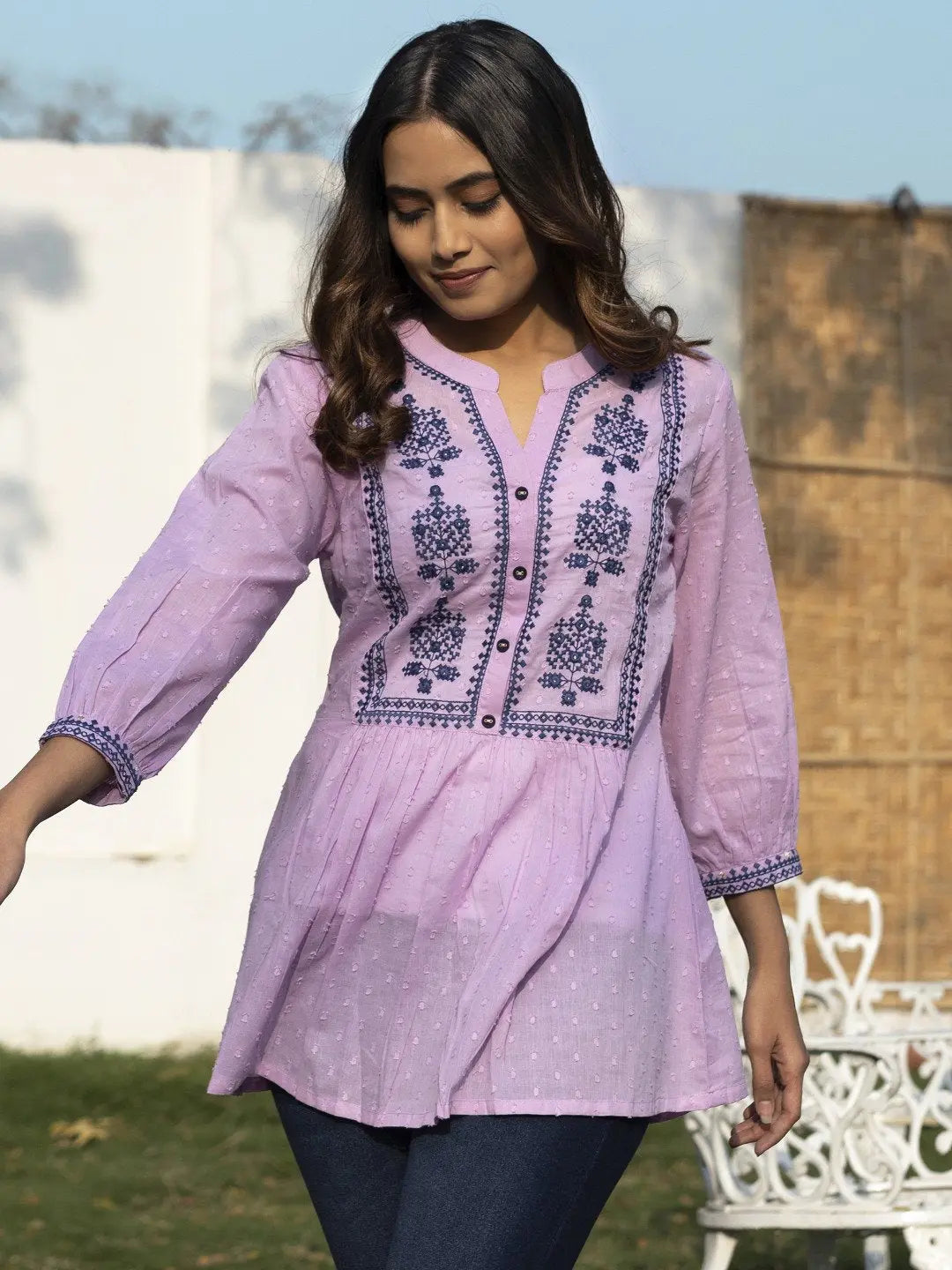 Buy Cotton Embroidered Fit & Flare Tunic Women’s Fashion Online - We Shine India