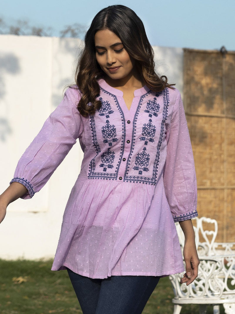 Cotton Embroidered Fit & Flare Tunic
