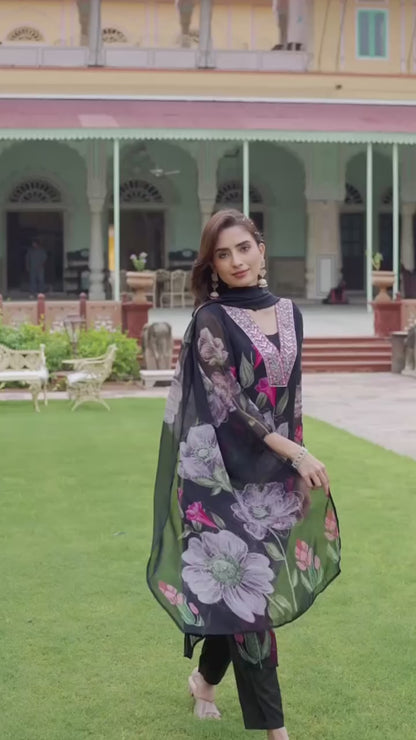 Women Floral Printed Kurta Set with Dupatta | Elegant Ethnic Wear