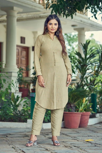 Buy Pista Gray Pure Luxury Linen Kurti With Pant  Women’s Fashion Online - We Shine