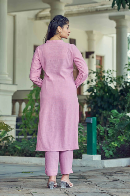 Buy Pink Pure Luxury Linen Kurti With Pant  Women’s Fashion Online - We Shine
