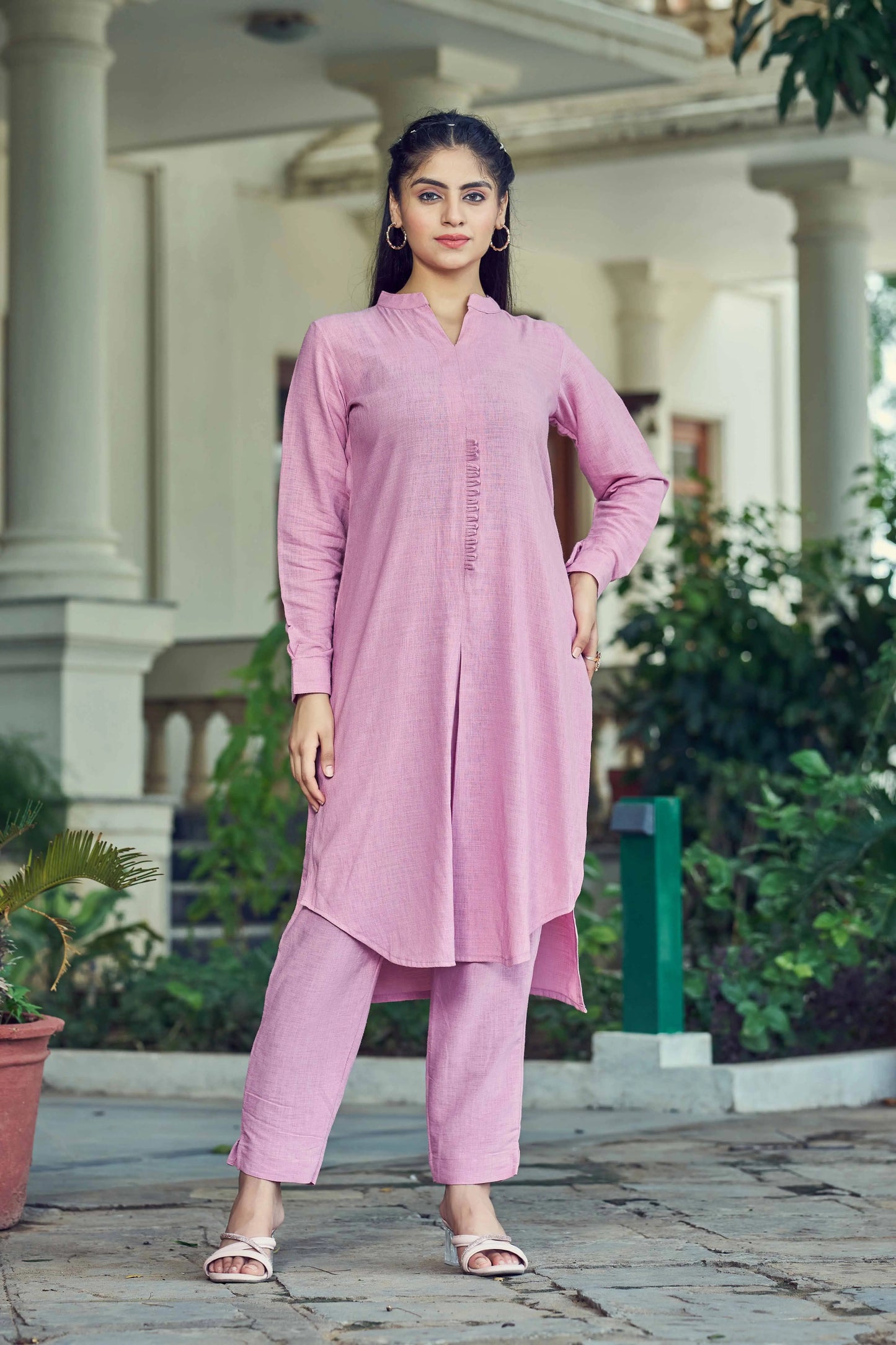Buy Pink Pure Luxury Linen Kurti With Pant  Women’s Fashion Online - We Shine