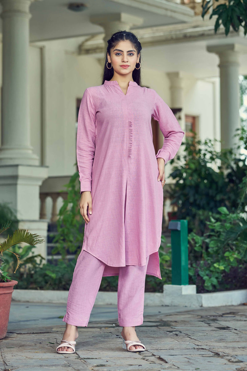 Pink Pure Luxury Linen Kurti With Pant