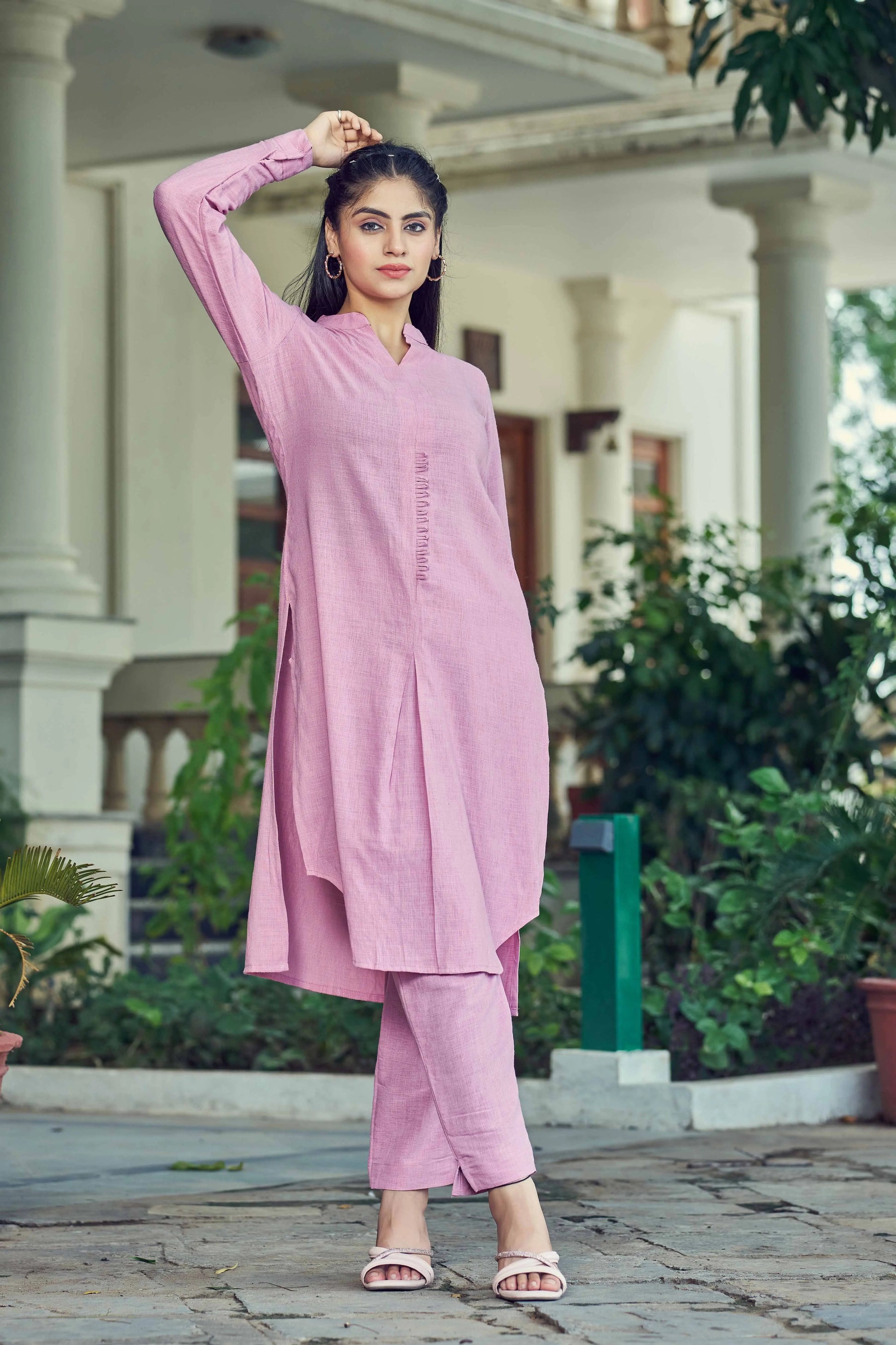 Buy Pink Pure Luxury Linen Kurti With Pant  Women’s Fashion Online - We Shine