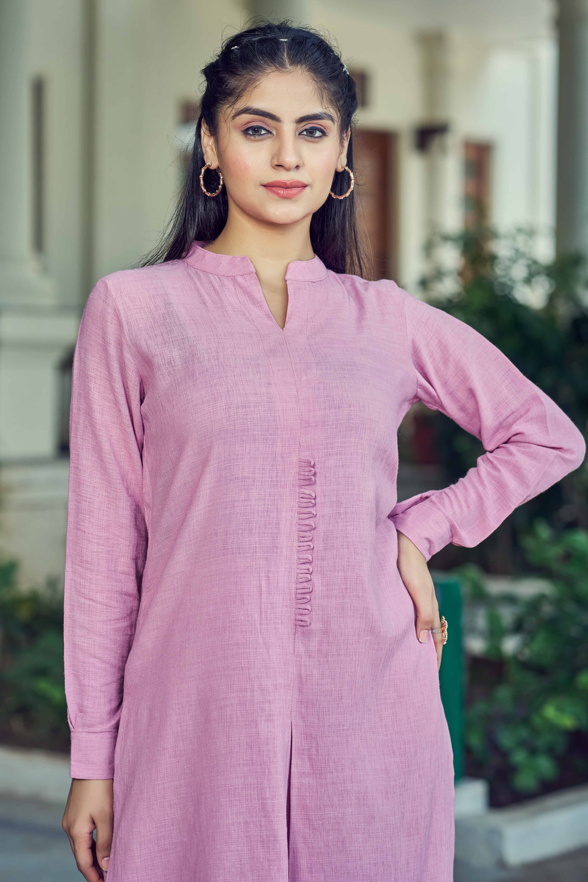 Buy Pink Pure Luxury Linen Kurti With Pant  Women’s Fashion Online - We Shine