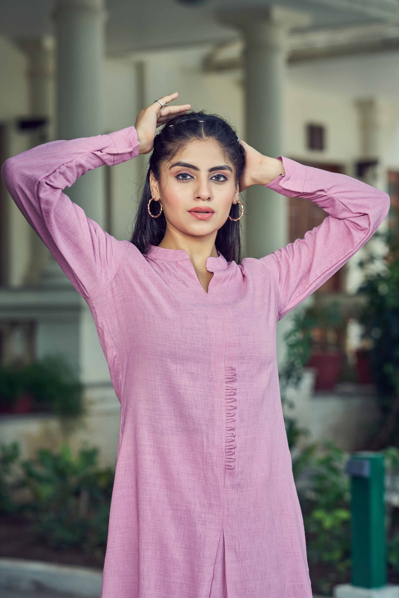 Pink Pure Luxury Linen Kurti With Pant