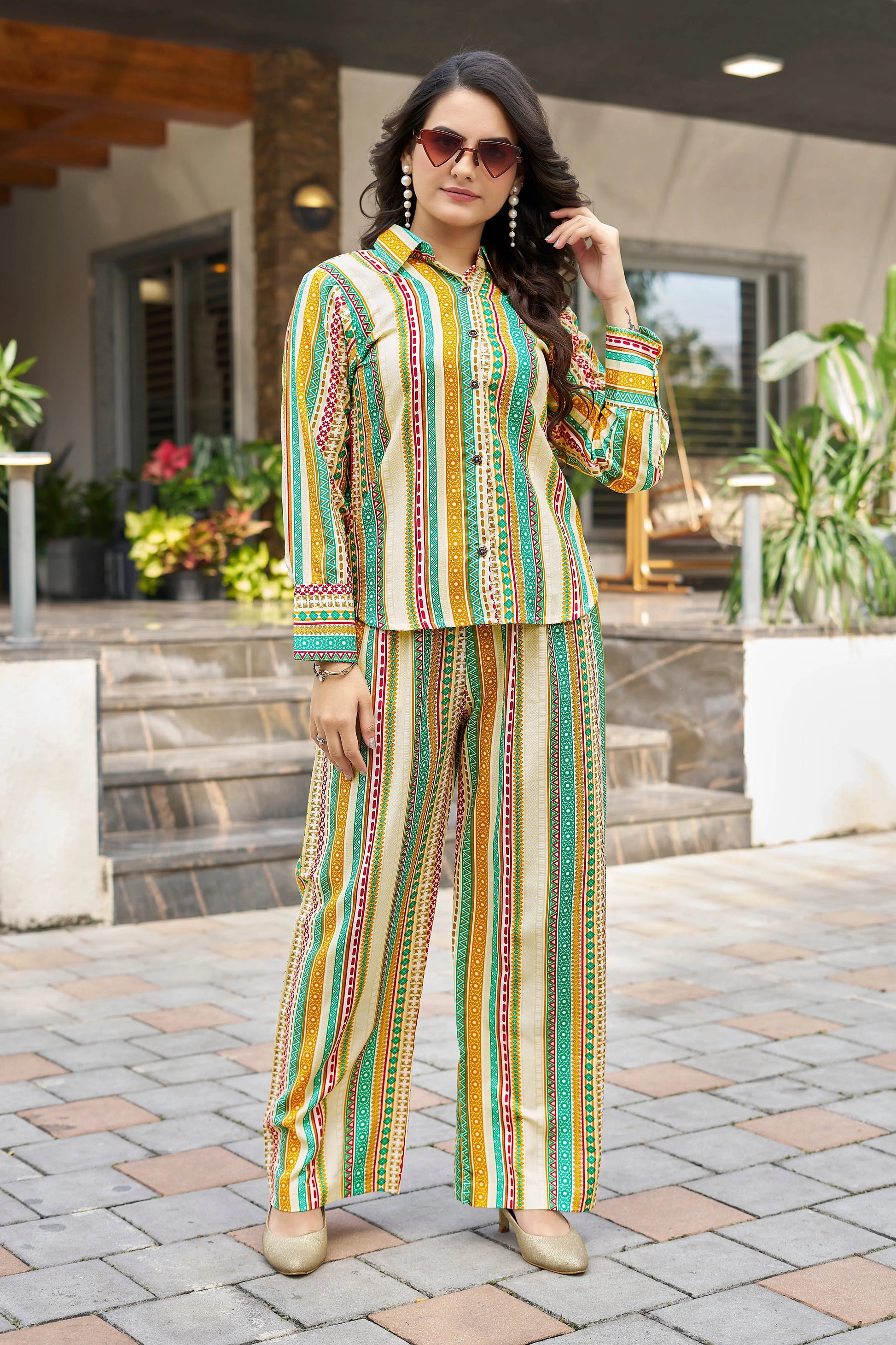 Buy vibrant stroke co-ord set Women’s Fashion Online - WE SHINE India