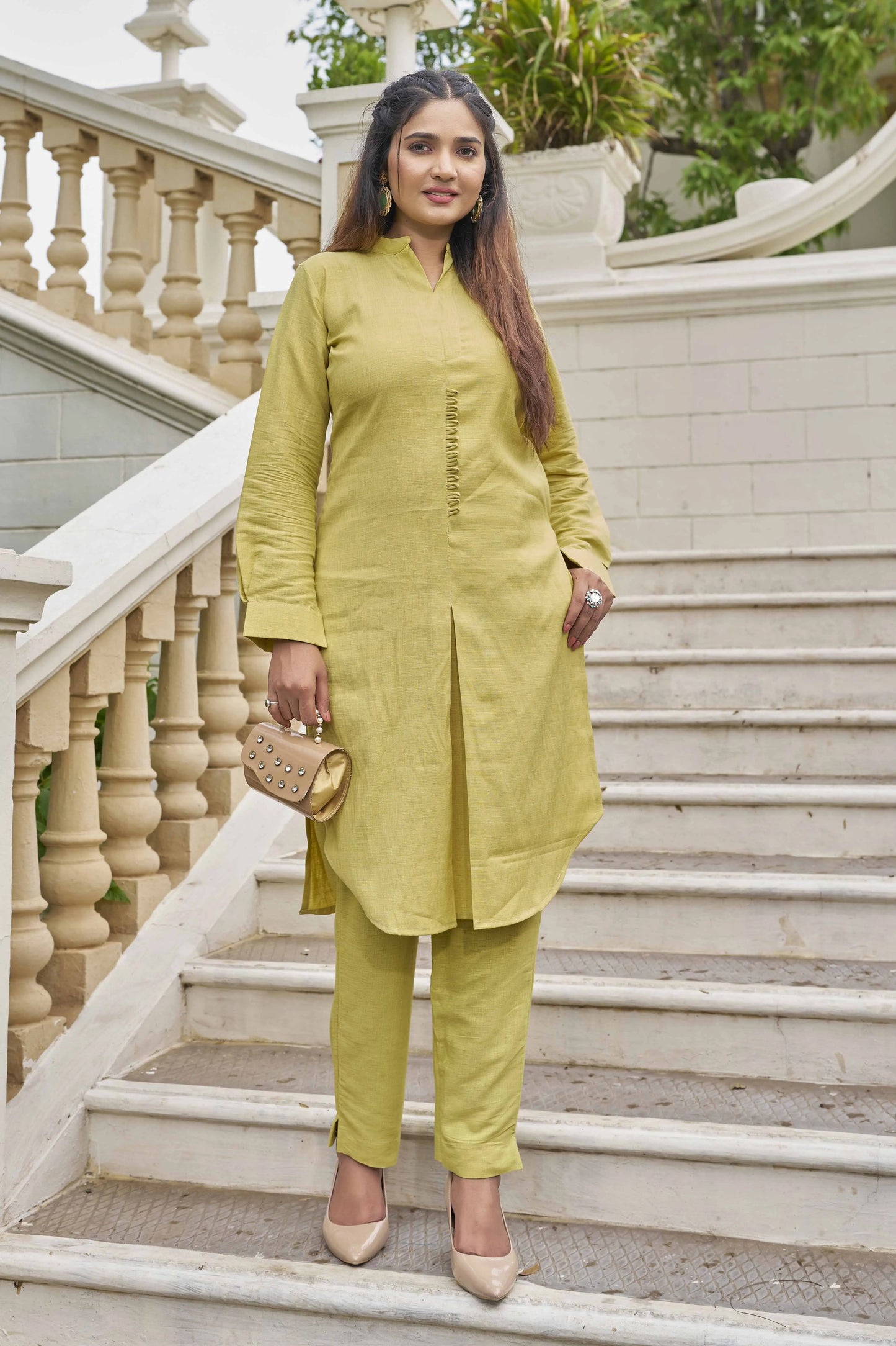 Buy Yellow Pure Luxury Linen Kurti With Pant  Women’s Fashion Online - We Shine