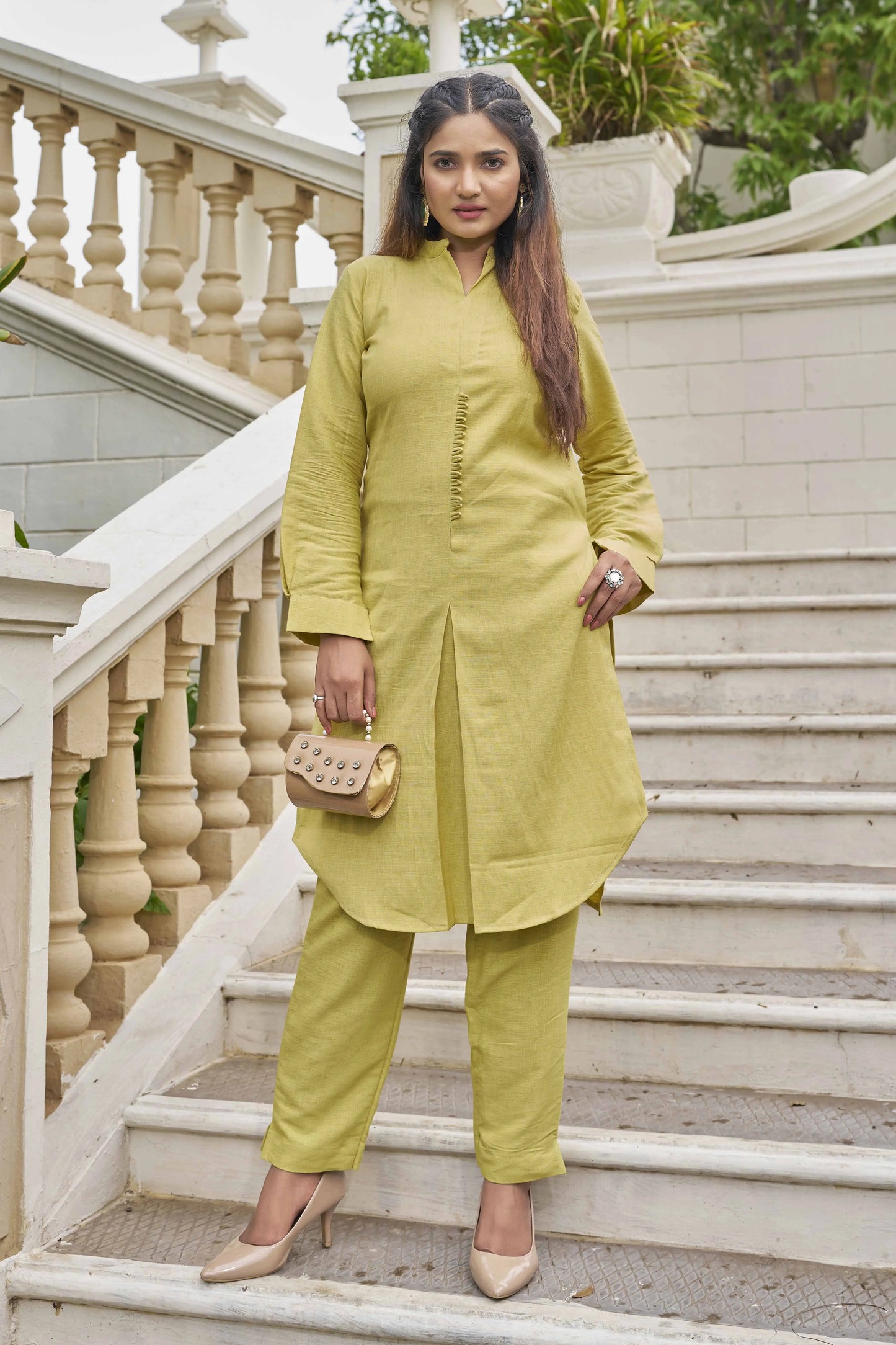 Buy Yellow Pure Luxury Linen Kurti With Pant  Women’s Fashion Online - We Shine