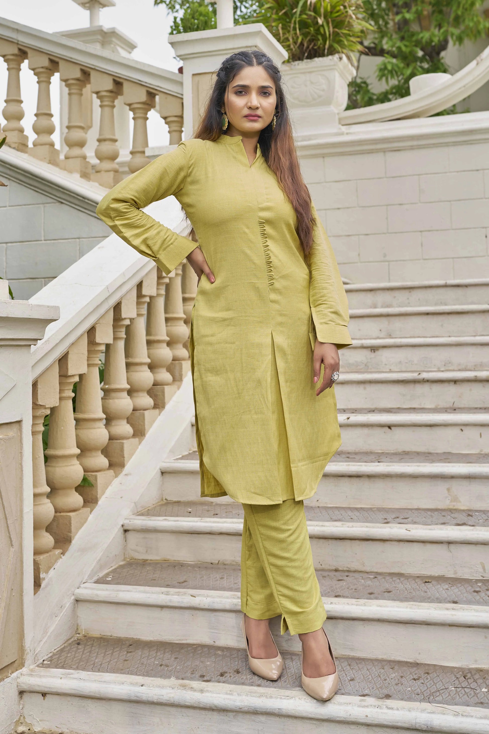 Buy Yellow Pure Luxury Linen Kurti With Pant  Women’s Fashion Online - We Shine