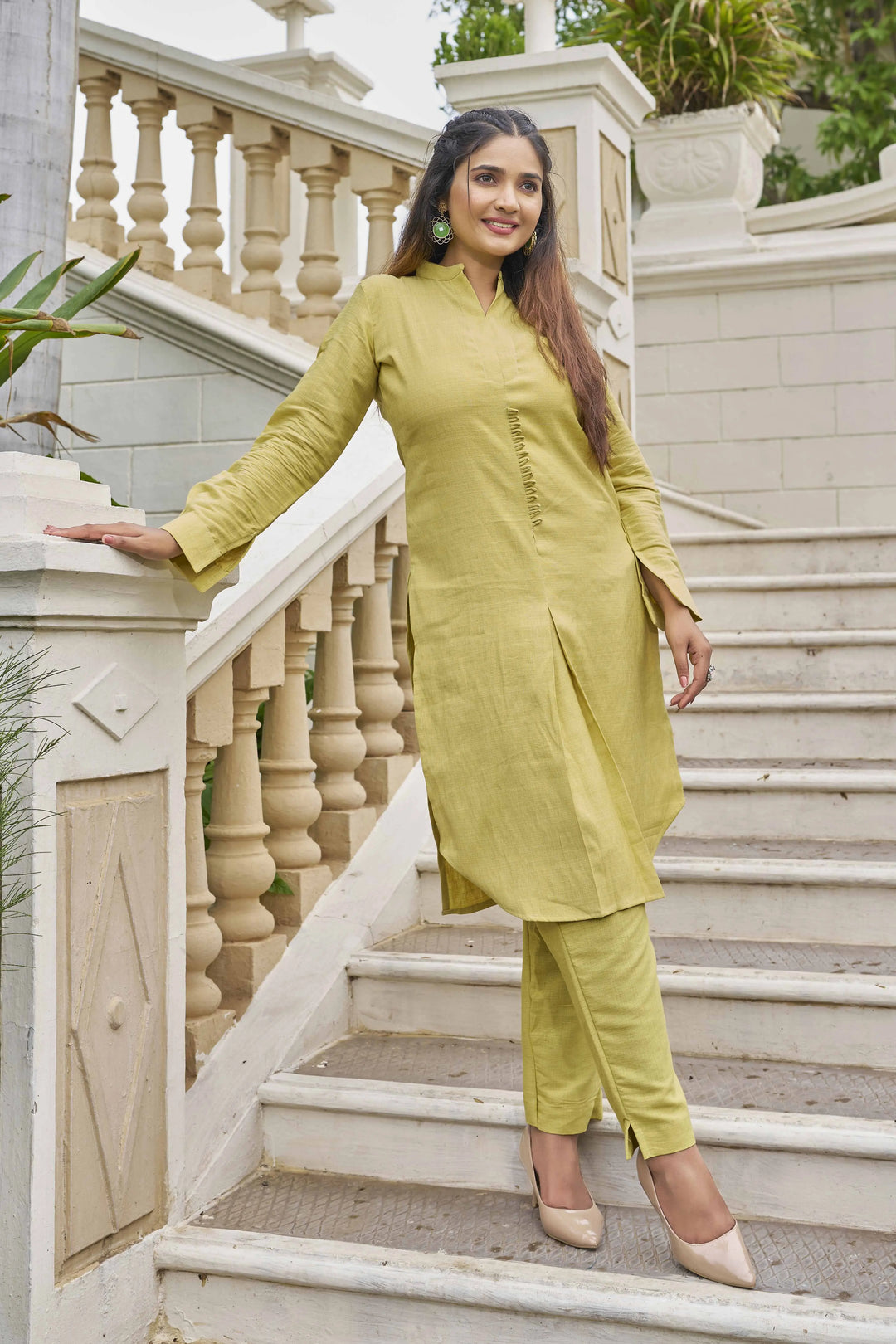 Buy Yellow Pure Luxury Linen Kurti With Pant  Women’s Fashion Online - We Shine