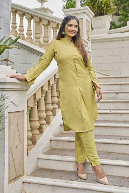 Buy Yellow Pure Luxury Linen Kurti With Pant  Women’s Fashion Online - We Shine