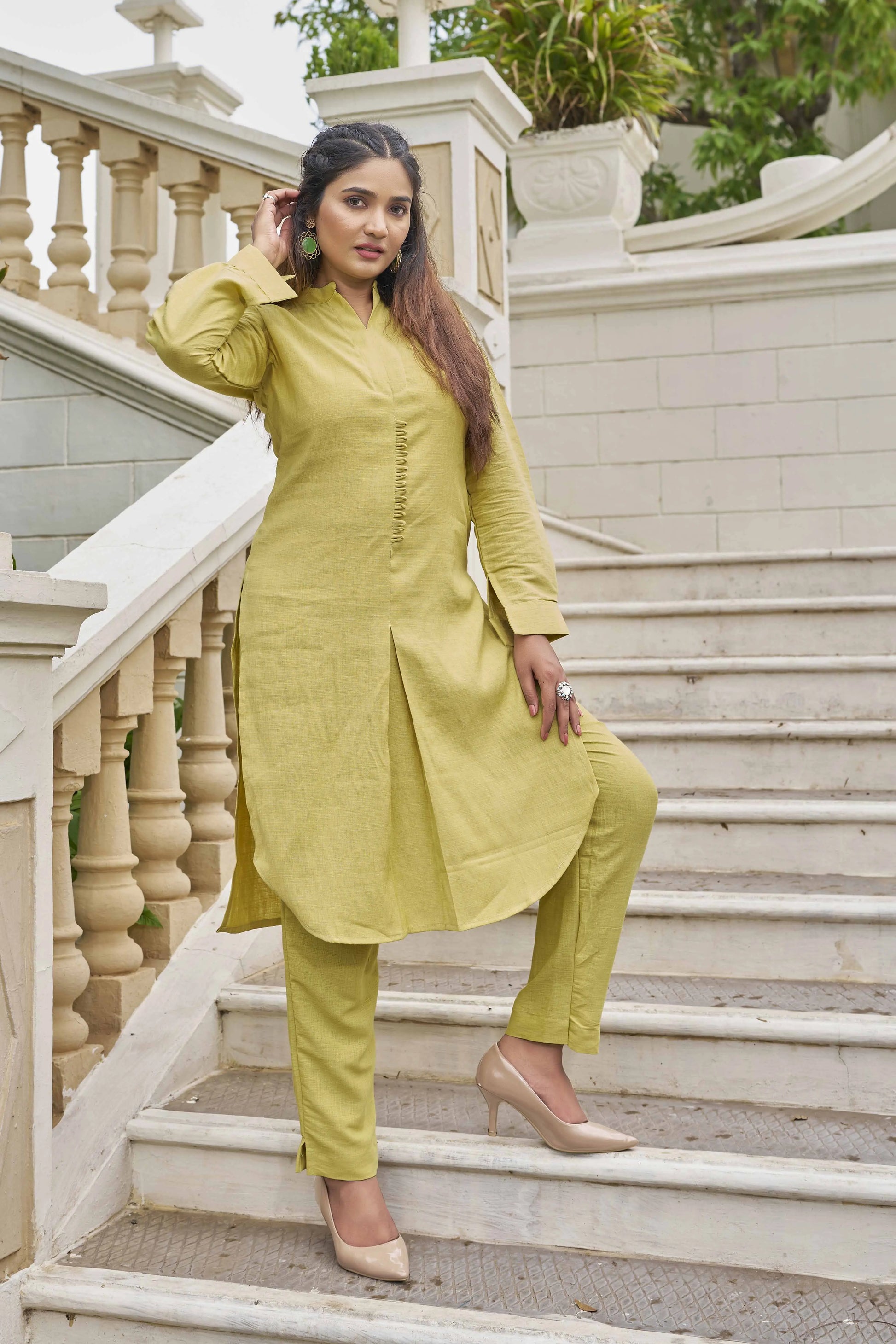 Buy Yellow Pure Luxury Linen Kurti With Pant  Women’s Fashion Online - We Shine