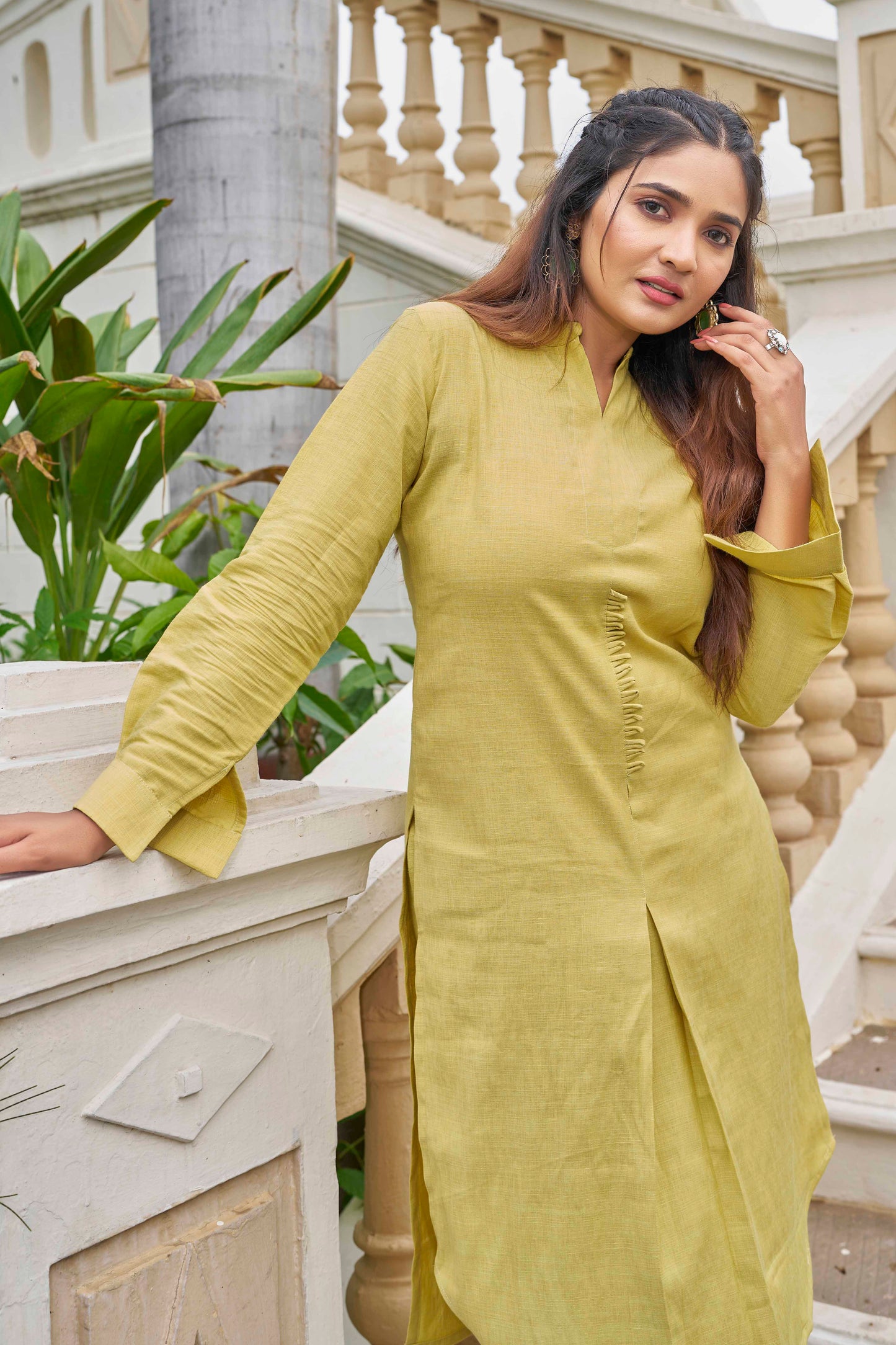 Buy Yellow Pure Luxury Linen Kurti With Pant  Women’s Fashion Online - We Shine