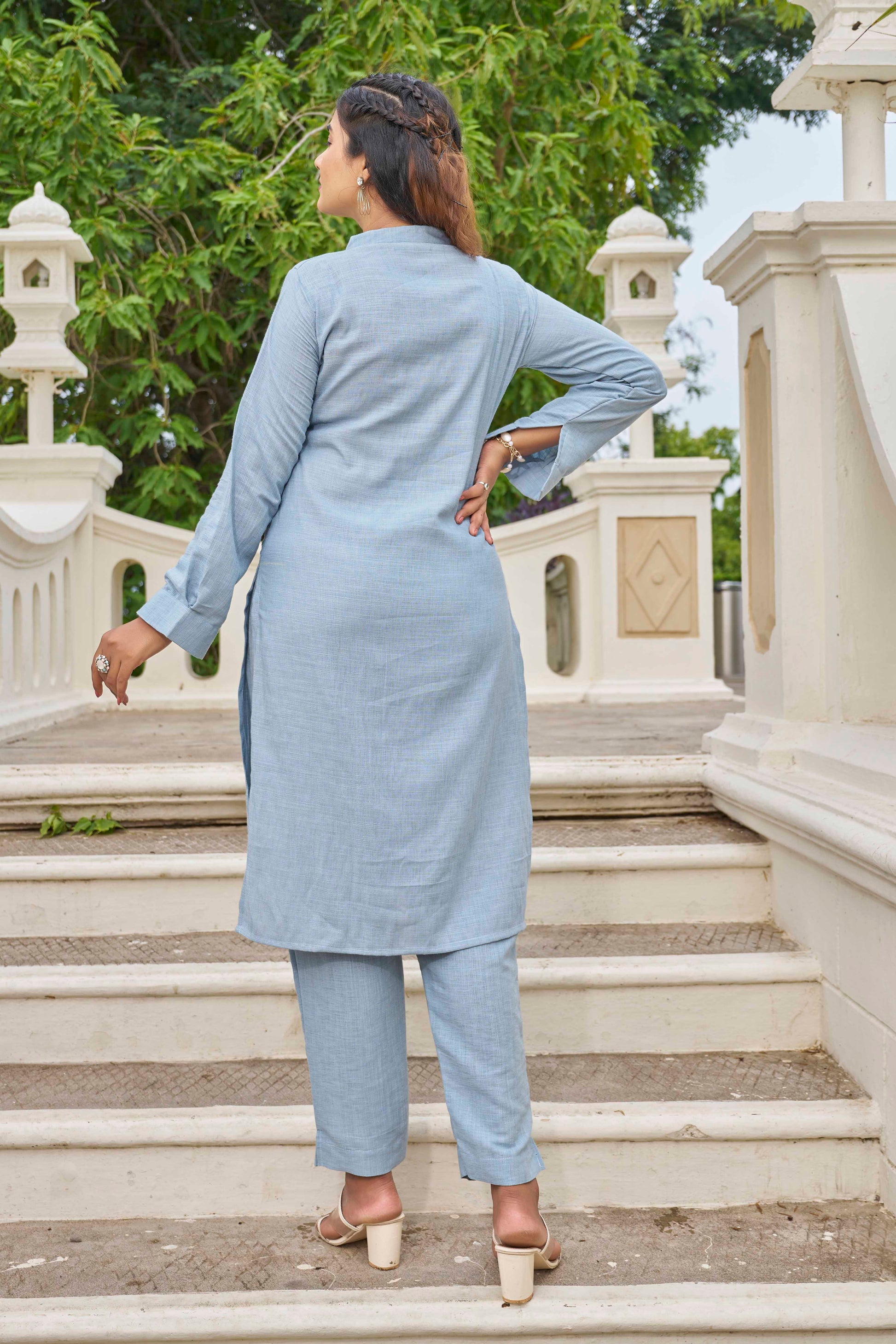 Buy Sky Pure Luxury Linen Kurti With Pant  Women’s Fashion Online - We Shine
