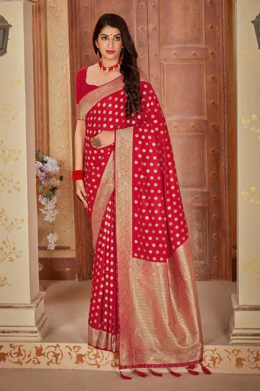Buy Red Banarasi Pure Silk Saree Women’s Fashion Online - We Shine India