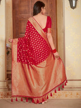 Red Banarasi Satin Silk Saree