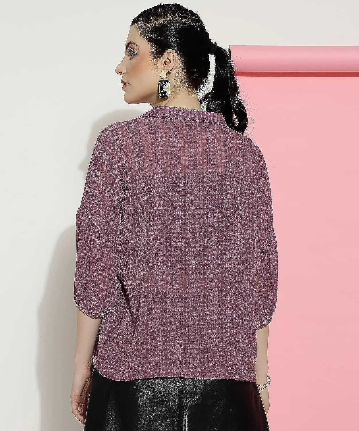 Buy Womens Georgette Solid Loose Sleeve Shirt Top Women’s Fashion Online - KALKIQUEEN India