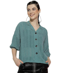 Buy Womens Georgette Solid Loose Sleeve Shirt Top Women’s Fashion Online - KALKIQUEEN India
