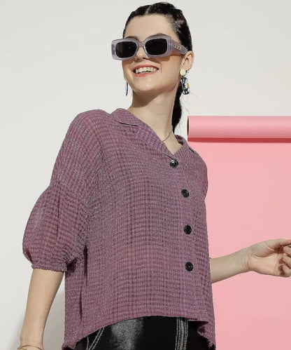 Buy Womens Georgette Solid Loose Sleeve Shirt Top Women’s Fashion Online - KALKIQUEEN India