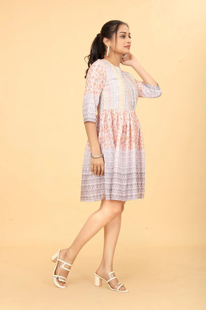 Buy Printed Fit And Flare Dress Tunic Women’s Fashion Online - We Shine India