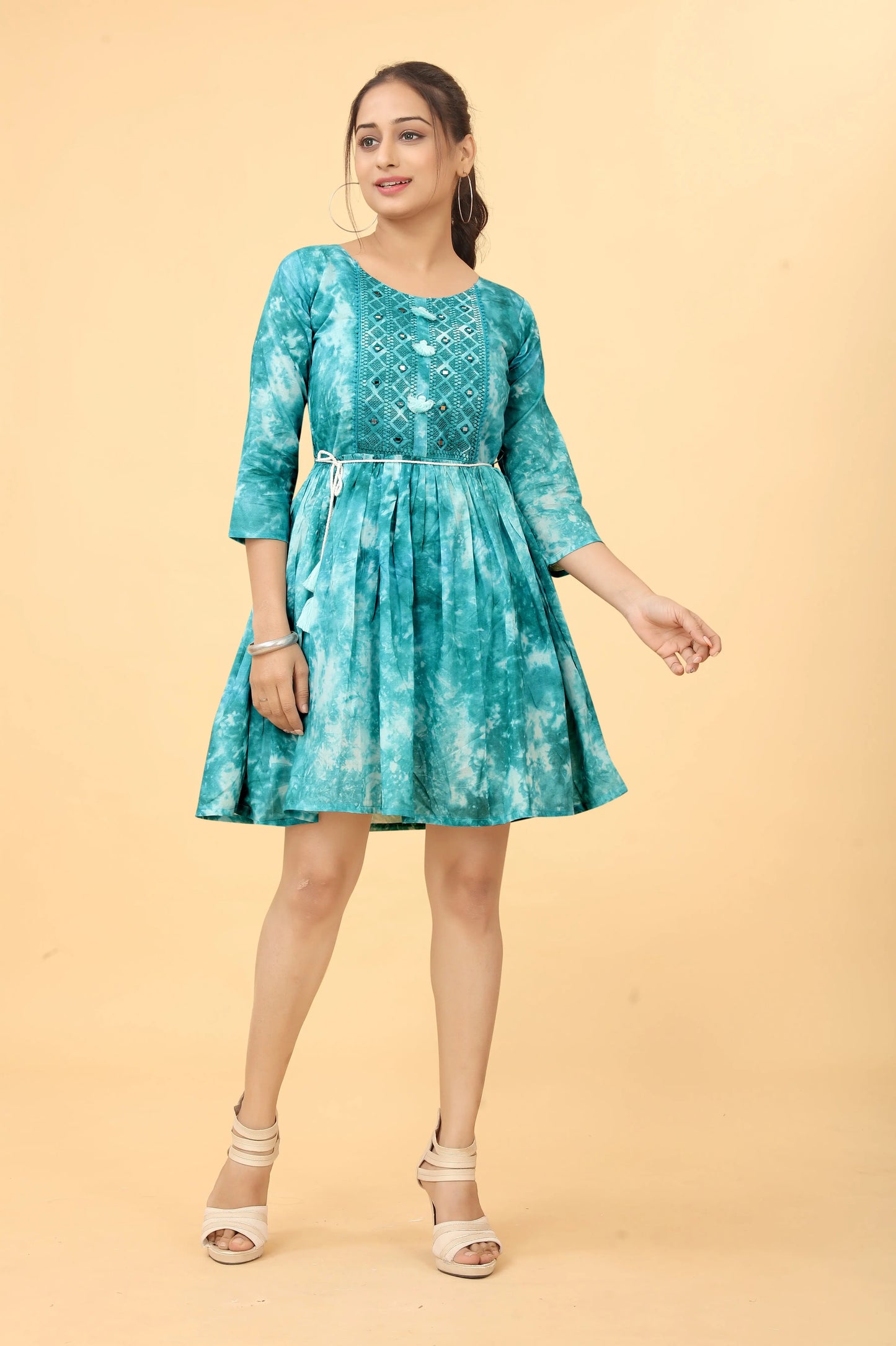 Buy Dyed Fit And Flare Mini Dress Tunic Women’s Fashion Online - We Shine India