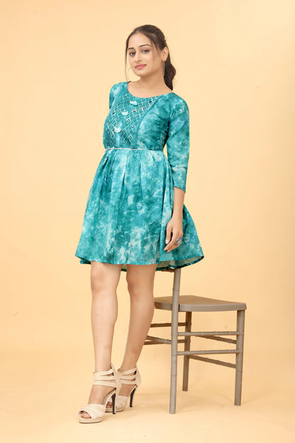 Buy Dyed Fit And Flare Mini Dress Tunic Women’s Fashion Online - We Shine India